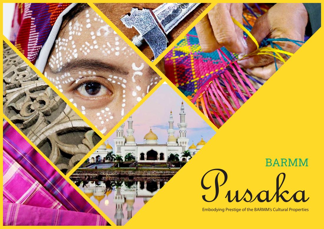 The cover of Pusaka: inaul, okir, a kris hilt, tepo weaving and the Grand Mosque of Cotabato City